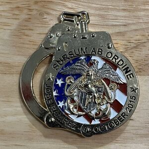 Challenge Coin USN Navy Sursum AB Ordine Jose Ramirez Handcuffs Military